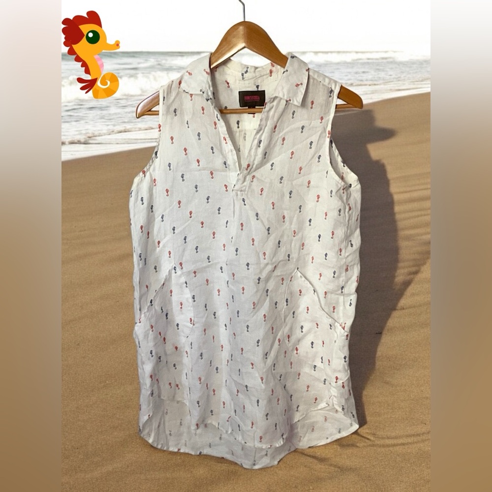 Forcynthia Seahorse Linen‎ Beachwear Coverup- Size Small